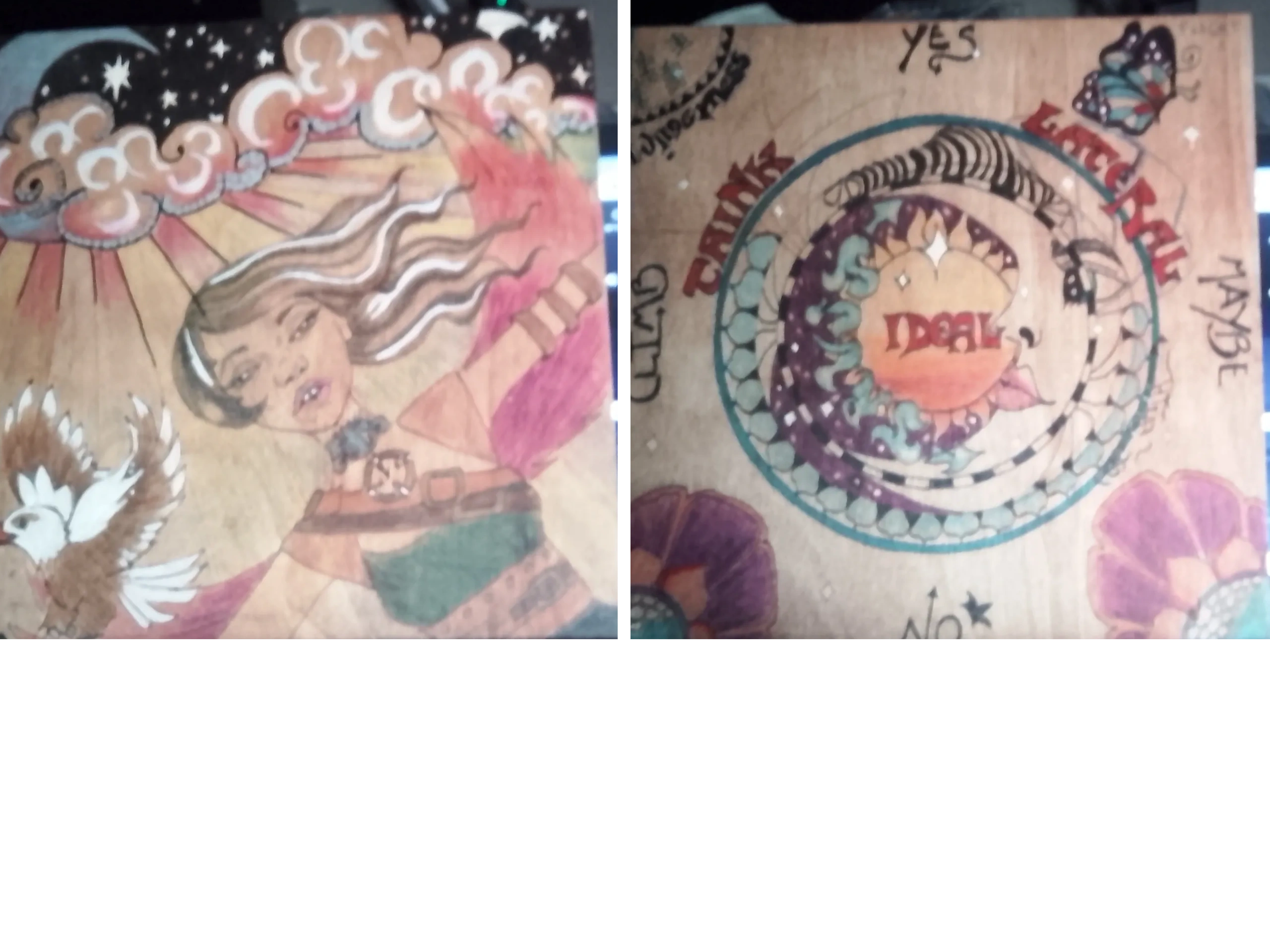 Pendulum board map showing ideal, yes, and handwritten divination guides